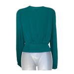 EXPRESS  Teal Green Textured Wrap With Side Tie Long Sleeve Blouse NWT Small Photo 5