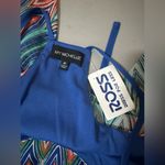 My Michelle NWT My Michele Bohemian Asymmetrical Abstract Pattern Spaghetti Strap Dress Sz M Photo 2