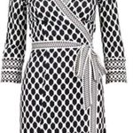 Diane Von Furstenberg Tallulah Silk Wrap Black & White Geometric Dress Photo 13