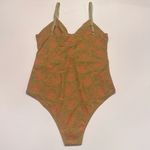 ZARA Cut Out Peek-a-Boo Floral Jacquard Bodysuit Top Orange & Green Size Medium Photo 12