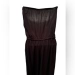 Venus Strapless Cropped Jumpsuit Sz M Black Tied Elastic Cinched Waist Vacation Photo 3