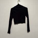 Reformation  Davy Cropped Ribbed Turtleneck Tee in Black Size Large Photo 4