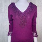 Fred David  shirt and skirt set with crochet lace details purple size small Photo 4