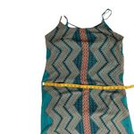 Bisou Bisou  Michelle Bohbot High-Low Maxi Dress Size 12 Teal Orange Sheer Summer Photo 6