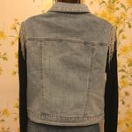 Rhinestone Fringe Denim Jacket Sleeveless Collared washed blue size S Photo 5
