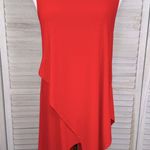 LAST TANGO Sleeveless Long Tunic Top/Mini Dress with Asymmetrical Hem Red Photo 0