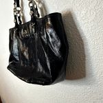 Coach Carryall Madison Handbag Navy Patent Leather Silver Logo Photo 7