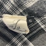 Plaid Button Down Shirt Size Small Tunic Distressed Crochet Lace brown black Photo 3