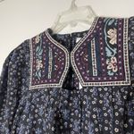 NEW SEA NY Perry Border Puff Sleeve Tunic Embroidered quilted floral Dress XS Blue Photo 4