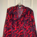 C.M. Shapes Purple/Red Print Layered Look Button Up Blouse 2X Photo 6