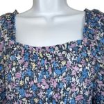 Nanette Lepore  Retro Blue  Pink and White Floral‎ Gathered Top EUC Size Small Photo 2