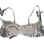 Savage x Fenty NWT Pleated Lamé unlined bra silver ruffle bow women’s size 32D Photo 3
