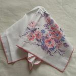 White and pink edge floral print bandana 0835 Photo 0