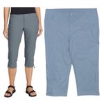 Eddie Bauer  Rainier Tech Capri Pants Sz 14 Blue Gray Hiking Outdoor UPF Stretch Photo 1
