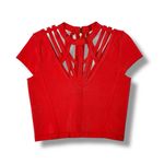 Bebe  Cutouts Cage Bodycon Bandage Top Cap Sleeve Cherry Red Large‎ Photo 12