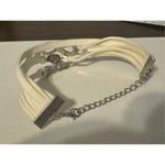 Vintage Y2K Chunky White Silver Tone Rhinestone Infinity Heart Cuff Bracelet 90s White Photo 3