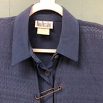 Vtg Nina Piccalino blue 80’s 90’s layered chevron‎ blouse with kilt pins size 6 Photo 1