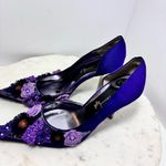 J. Renee Luxe decorated purple floral satin heels‎ size 7.5 Photo 5