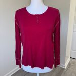 Sonoma Life + Style Women’s Raspberry Pink Ribbed Knit Long Sleeve Henley Top S Photo 0