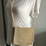 The Sak  Minimalist Tan and Gold Metalic Woven Boho Crossbody Bag Purse Photo 0