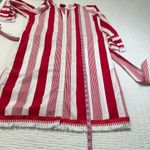 J.Crew  Belted Poplin Tunic
Dress Red White Striped Fringe
Trim Size 10 Photo 3