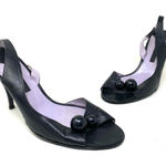 Marc Jacobs Slingback Black Leather peep toe Heel sandals two beads VNTG 10 Photo 0