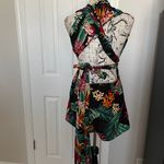 SheIn Curve Tropical V-Neck Tie Wrap around Sleeveless Knee Length Belted Multicolor Shorts Romper Dress 1XL Photo 2