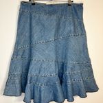 DKNY Blue Asymmetrical Midi Skirt Photo 0