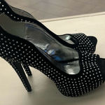 HEELS Elegant Black Studded Peep Photo 0