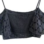 A.Peach Eyelet Crop Top With Ruffle Flounce Detail & Adjustable Straps Photo 6