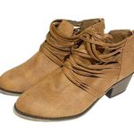 Time And Tru  Size 7.5 Memory Foam Brown Woven Ankle Booties Photo 0