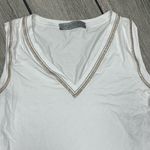 D. Exterior white vneck beaded and gold lurex tank NWOT retail $170 Italy‎ Photo 4
