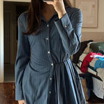 ZARA  Striped Long Sleeve Button Down Mini Dress Photo 0