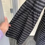 Samuel Dong Black‎ Striped Peplum Bell Sleeve Jacket Black Photo 3