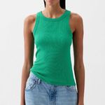 Gap Modern Rib Halter Tank Top  Simply Green Photo 0