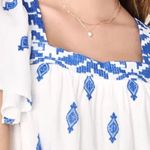 Lulus NEW  Mykonos Moment White & Blue Embroidered Shift Dress Linen Blend XL Photo 3