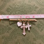 Gold Hair Clip with Heart and Cross Charms Photo 1