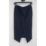 Gracia  Vegan Leather Knit Pencil Skirt Womens Sz M Black Crossover Back New Photo 4
