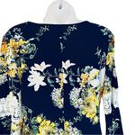 Navy Blue and Yellow Flowered Lace Arm Rounded Neckline Dress Sz 6 Photo 5