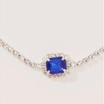 8 Other Reasons NEW Silver Blue Rhinestone Gem Material Girl Necklace Chocker Photo 5