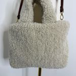 Aspen Sherpa Tote Bag Cross Body Cream Faux Shearling Brown Photo 6