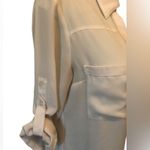 EXPRESS Portofino Chiffon Blouse Size S Cream Roll Tab Sleeve Business Wardrobe Photo 2