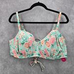 Xhilaration  Blue Pink Floral Padded Wired String Bikini Top Swimwear Plus 22W Photo 0