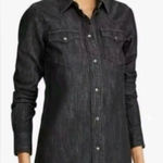 Ralph Lauren NWT, Lauren  Western Long Sleeve Black Denim Pearl Snap Shirt, Sz M Photo 0