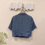 J.ING Jing Lightweight Short Sleeve Blazer Jacket Top Shoulder Pads Size S NWT Blue Photo 3