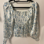 Rachel Parcell  Smocked Blouse in Ice Water Multi Photo 0