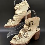 FREEBIRD by Steven Quail Ivory Textured Snake Leather Buckle Gladiator Sandals 9 Photo 0