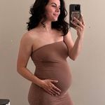 Strapless Maxi Dress Tan Photo 0