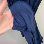 Lucky Brand  Dual Slit Sleeveless Embroidered Detail Navy Maxi Dress Photo 3