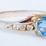 Womens 10K 10KT Solid White Gold Blue Topaz Heart Ring 2.2 Grams Size 6.75 Photo 5